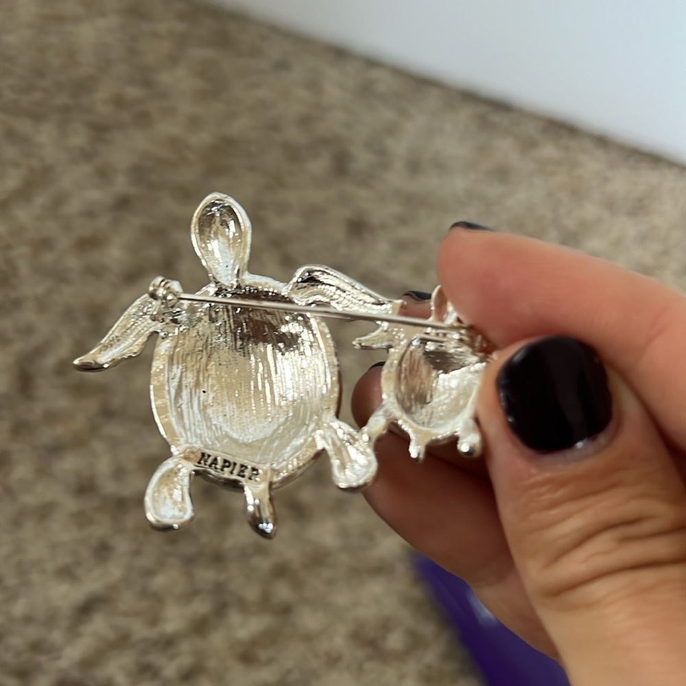 Napier Silver-Tone Mother Turtle and Baby Boxed Pin - Picture 4 of 4